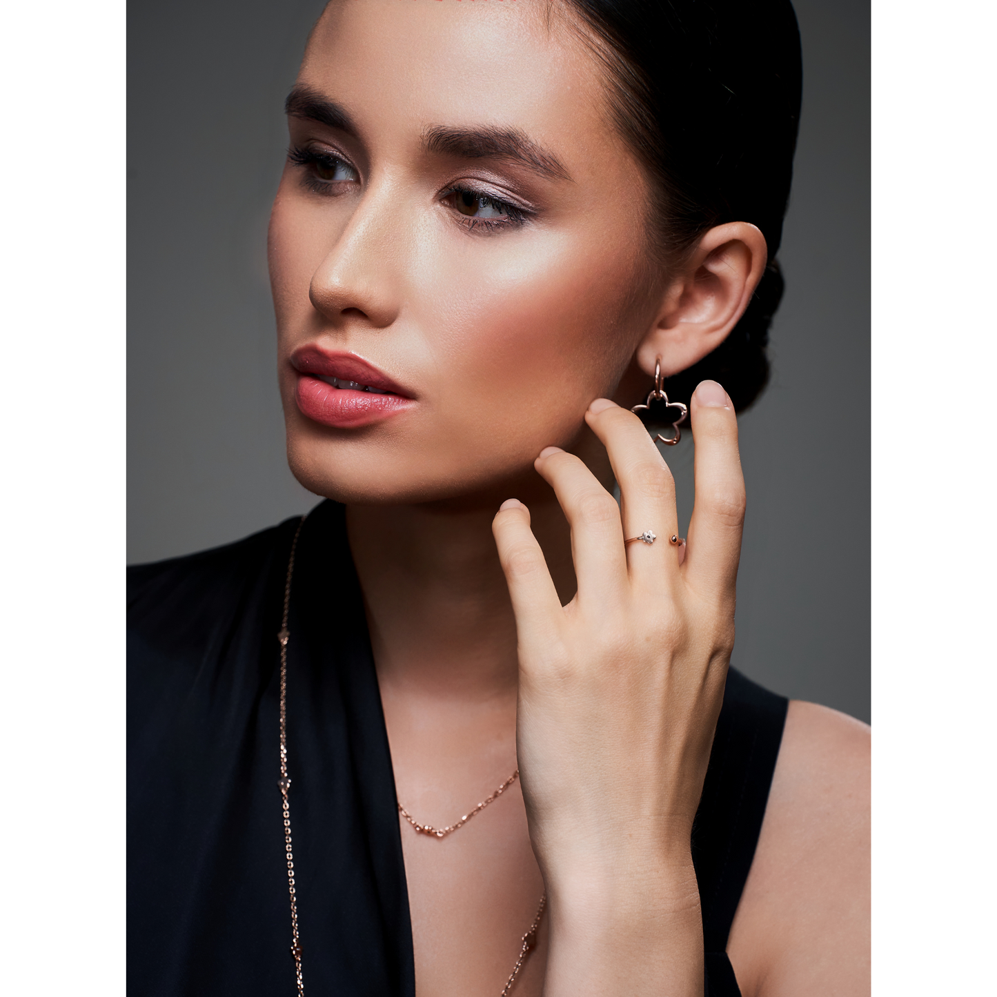 Falling Flower Earrings - rose gold